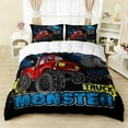 thumbnail image 1 of Cartoon Monster Truck Duvet Cover Set, Truck Car Printed Bedding Set for Kids,Boys,Extreme Sports Comforter Cover,Monster Jam Duvet Cover,3-Piece,1 Quilt Cover and 2 Pillowcases, 1 of 4