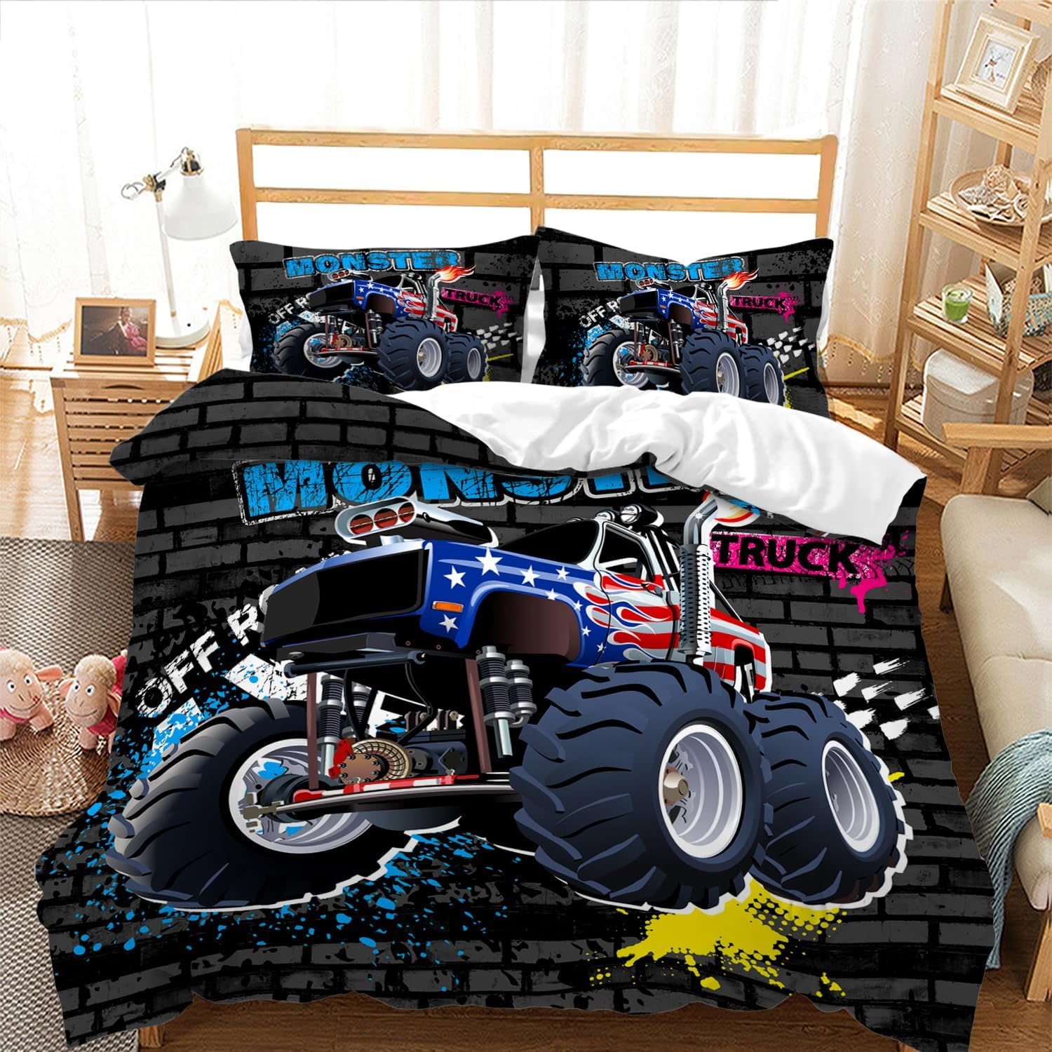 cartoon-monster-truck-duvet-cover-set-popular-large-monster-truck