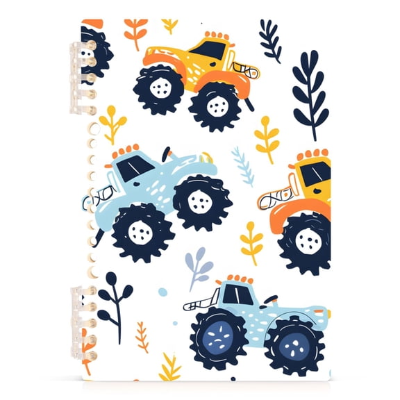 Cartoon Monster Truck Notebooks 1-subject Journal 60 Sheets A5 College Ruled Paper Detachable Ring 8.3"x5.7"