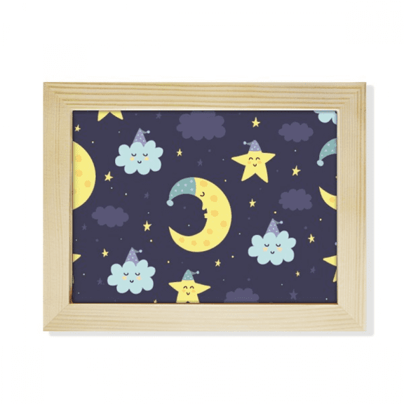 Cartoon Moon Night Personification Pattern Desktop Photo Frame Picture Art Decoration Painting 6x8 inch