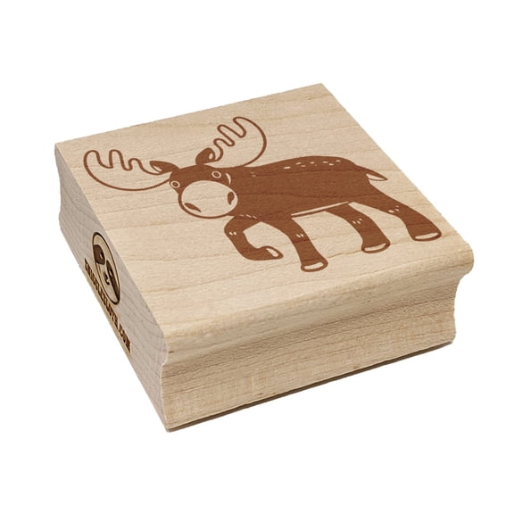 Cartoon Moose Square Rubber Stamp Stamping Scrapbooking Crafting - Large 2.75in