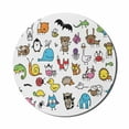 thumbnail image 1 of Cartoon Mouse Pad for Computers, Arrangement Style Animals Drawn in Child Friendly Manner Fun, Round Non-Slip Thick Rubber Modern Gaming Mousepad, 8" Round, Multicolor, by Ambesonne, 1 of 2