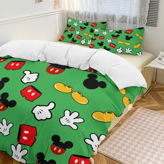 Cartoon Mouse Print Bedding 3 Piece Set Printing Duvet Cover And 2 ...