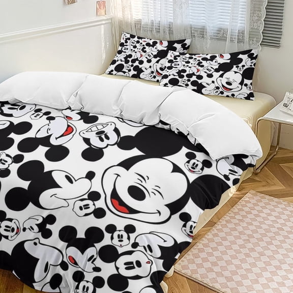 Cartoon Mouse Print Bedding 3 Piece Set Printing Duvet Cover And 2 Pillowcase Bedding Super Soft Set 86"x70"