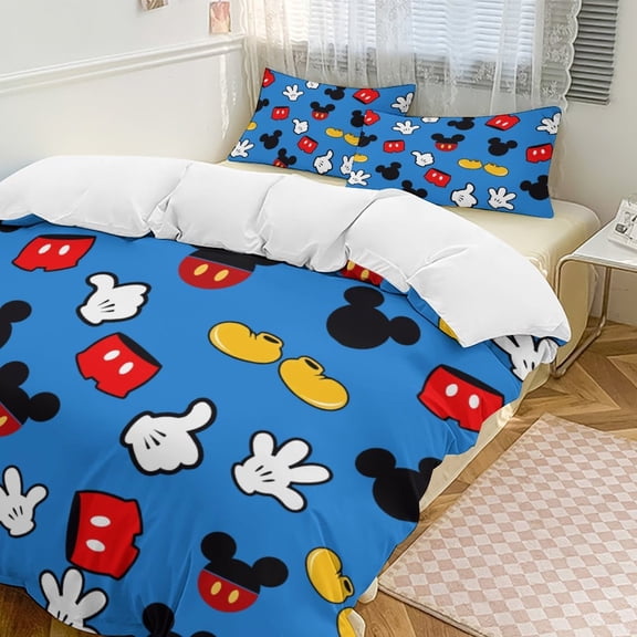 Cartoon Mouse Print Bedding 3 Piece Set Printing Duvet Cover And 2 Pillowcase Bedding Super Soft Set 86"x70"