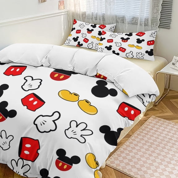 Cartoon Mouse Print Bedding 3 Piece Set Printing Duvet Cover And 2 Pillowcase Bedding Super Soft Set 86"x70"