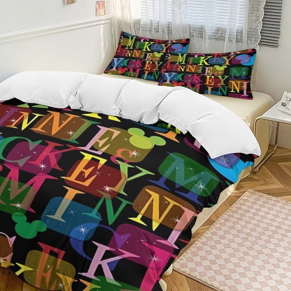 Cartoon Mouse Print Bedding 3 Piece Set Printing Duvet Cover And 2 Pillowcase Bedding Super Soft Set 86"x70"