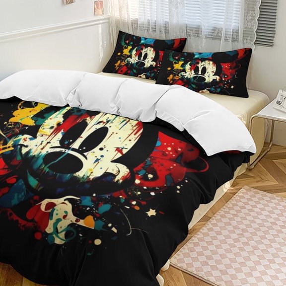 Cartoon Mouse Print Bedding 3 Piece Set Printing Duvet Cover And 2 Pillowcase Bedding Super Soft Set 86"x70"
