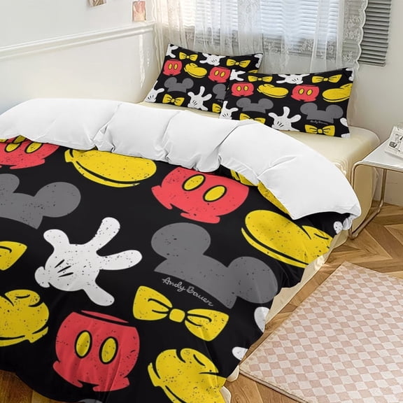 Cartoon Mouse Print Bedding 3 Piece Set Printing Duvet Cover And 2 Pillowcase Bedding Super Soft Set 86"x70"