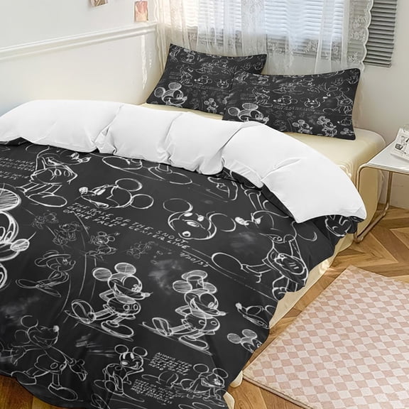 Cartoon Mouse Print Bedding 3 Piece Set Printing Duvet Cover And 2 Pillowcase Bedding Super Soft Set 90"x90"