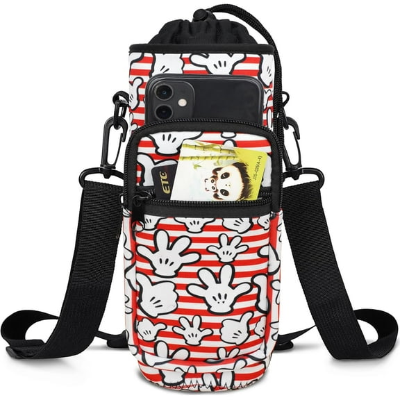 Cartoon Mouse Water Bottle Sleeve Cup Carrier Bag For 16/20/24/30/32/40 OZ Insulted Tumbler Holder with Strap for Women Girl Hiking Camping