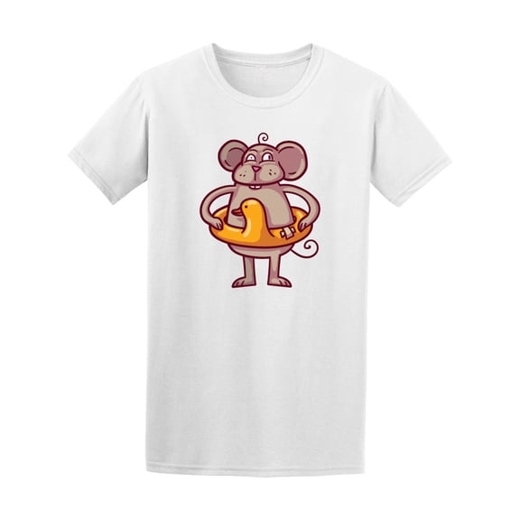 Cartoon Mouse Yellow Swim Ring T-Shirt Men -Image by Shutterstock, Male Medium