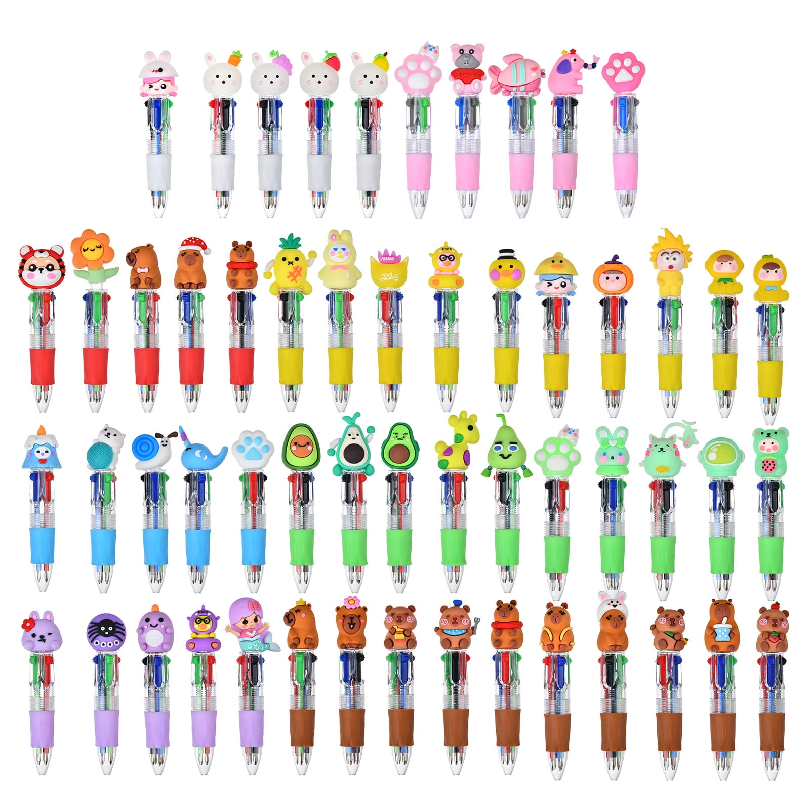 Cartoon Multicolor Pen 4 Color-in-1 Pen Multicolored Ballpoint Pens for Color Coding Writing Drawing Journaling