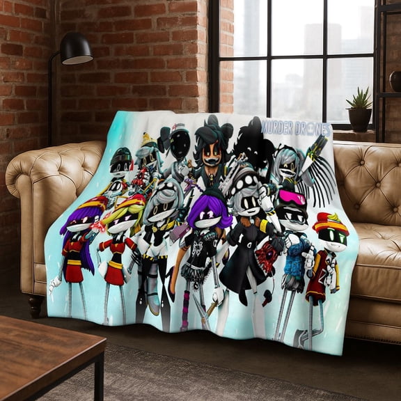 Cartoon Murder Drones Uzi Robot Art Flannel Blanket