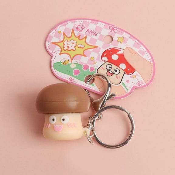 Cartoon Mushroom Fidget Keychain - 1.6 Inch Push Click Stress Relief Toy, Cute Button Presser for Anxiety, Portable Sensory Toy