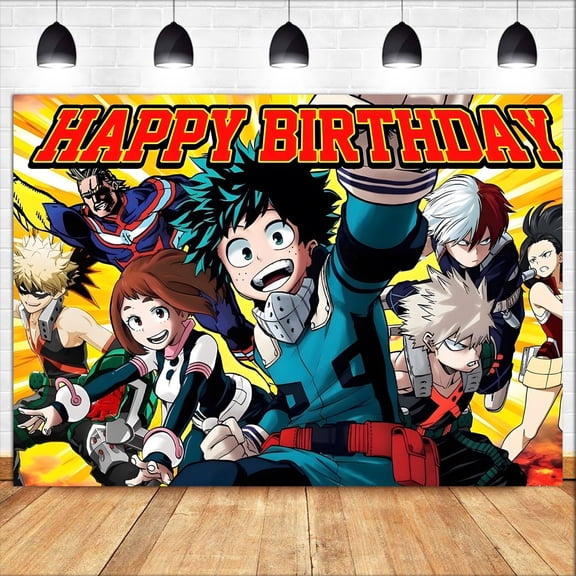 Cartoon My Hero Academy Birthday Backdrop Banner Party Supplies Happy Birthday Party Decorations 83''×59''