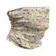 thumbnail image 1 of Cartoon Neck Gaiter, Wild Fox Wolf Flower, Unisex, Orange Green and Blue, by Ambesonne, 1 of 3