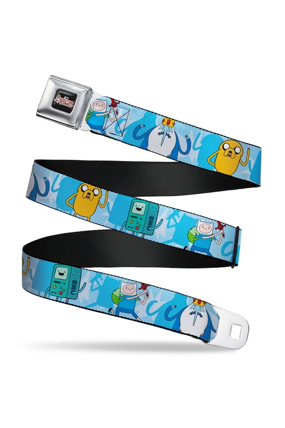 Cartoon Network Belt, Seatbelt Buckle Belt, Adventure Time Bmo Finn Ice King Jake Group Pose Blues, Youth 22 to 32 Inches