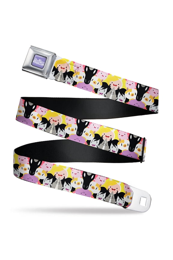 Cartoon Network Belt, Seatbelt Buckle Belt, Adventure Time Characters Stacked, Youth 22 to 32 Inches