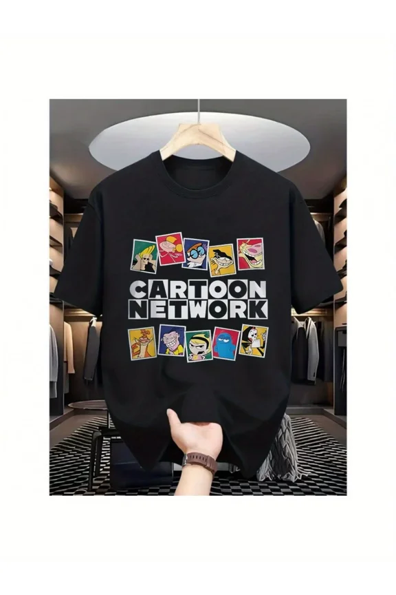 Cartoon Network Graphic Casual Black Streetwear Apparel Unisex T-Shirt ,up to size 5XL