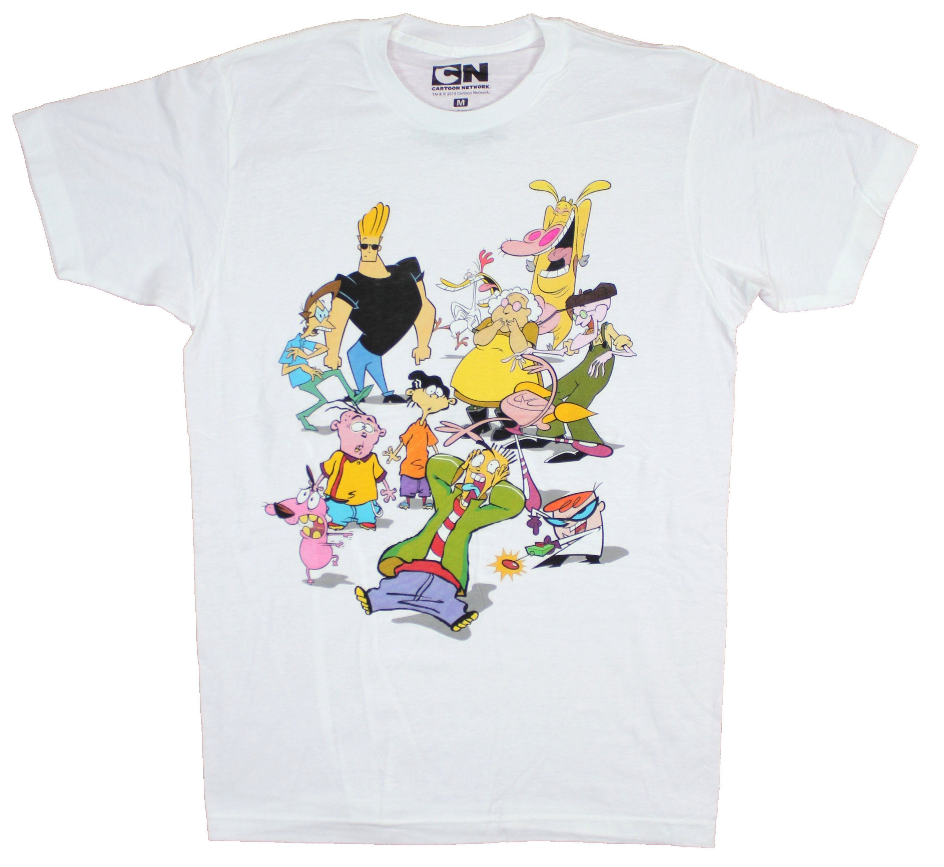 Cartoon Network Mens T-Shirt - Cow Chicken Johnny Bravo Courage & The Eds  Group (Small) 