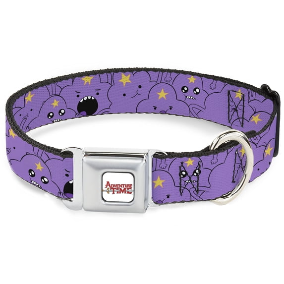 Cartoon Network Pet Collar, Dog Collar Metal Seatbelt Buckle, Adventure Time Lumpy Space Princess Expressions Lavender, 16 to 23 Inches 1.5 Inch Wide