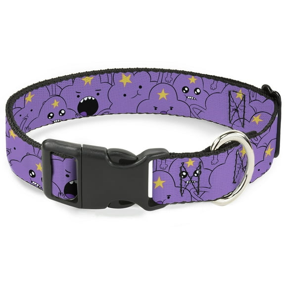 Cartoon Network Pet Collar, Dog Collar Plastic Buckle, Adventure Time Lumpy Space Princess Expressions Lavender, 16 to 23 Inches 1.5 Inch Wide