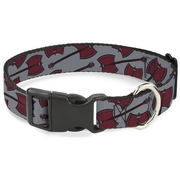 Cartoon Network Pet Collar, Dog Collar Plastic Buckle, Adventure Time Marcelines Axe Bass Guitar Scattered Gray, 16 to 23 Inches 1.5 Inch Wide