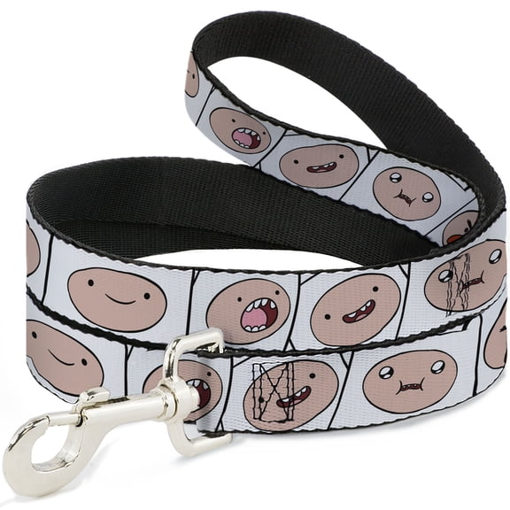 Cartoon Network Pet Leash, Dog Leash, Adventure Time Finn Expression Blocks White, 4 Feet Long 1.0 Inch Wide