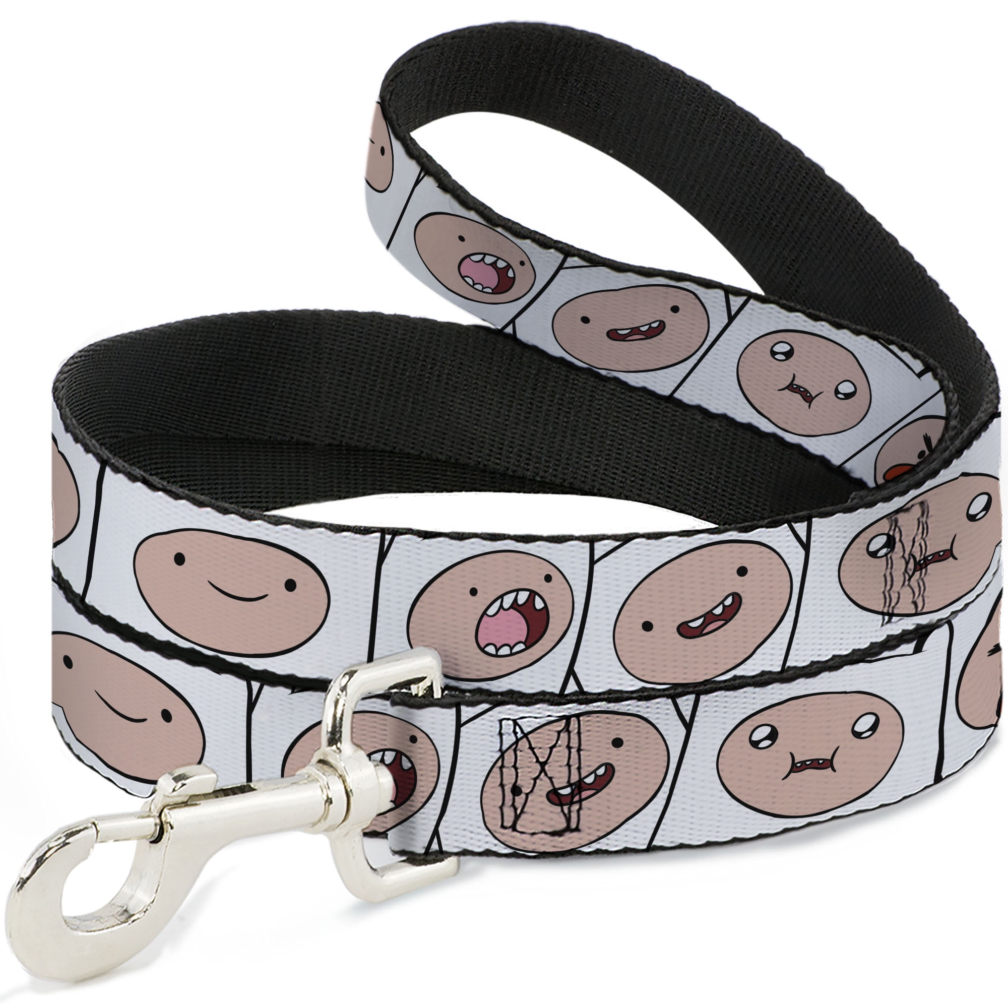 Cartoon Network Pet Leash, Dog Leash, Adventure Time Finn Expression Blocks White, 6 Feet Long 1.0 Inch Wide