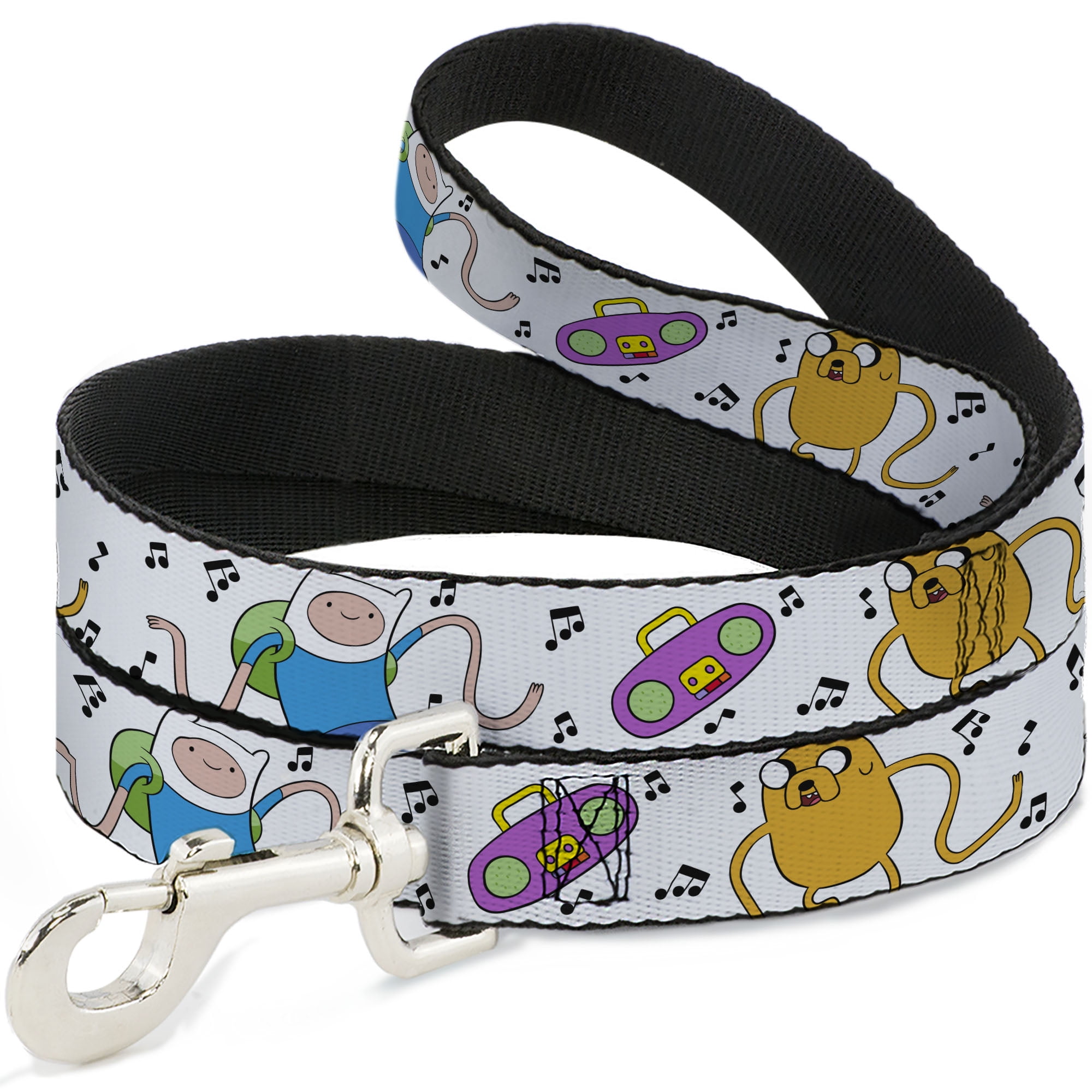 Cartoon Network Pet Leash, Dog Leash, Adventure Time Finn and Jake Long Arms Dancing Pose White, 6 Feet Long 1.0 Inch Wide
