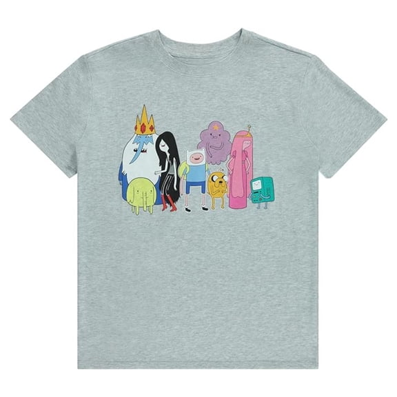 Cartoon Network Women’s Shirt, Graphic Cartoon Show Adventure Time T-Shirt Grey - M