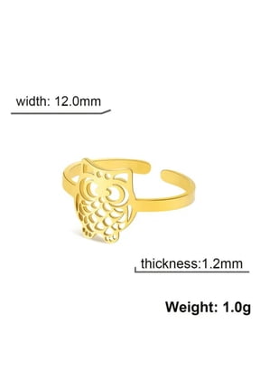 Cartoon Night Owl Rings Stainless Steel Animal Jewelry Open Finger Ring Gift