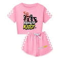 thumbnail image 1 of Cartoon Ninja Kidz Girls Clothes – Kids 2-Piece Summer Set with Crop Tee and Elastic Waist Shorts, 1 of 4