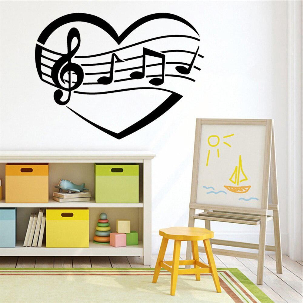 Cartoon Note Vinyl Music Wall Stickers Wallpaper For Living Room Kids ...