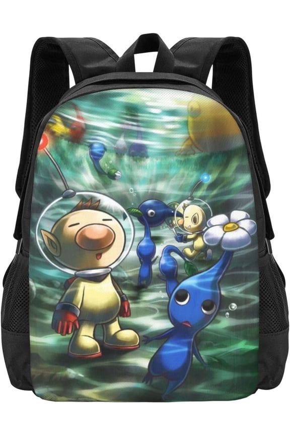 Cartoon Novelty Backpacks Cartoon Pik-min Mens Womens Travel Hiking Daypack Large Capacity Laptop Rucksack For Game Fans, Pkmsb-38, 17 Inch, Rucksack Backpacks