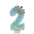 thumbnail image 1 of Cartoon Number 2 Birthday Candle - Sparkling Glitter Crown Design, Magical Party Decoration - for Birthday Celebrations,’ Parties, Cake Topping, 1 of 5