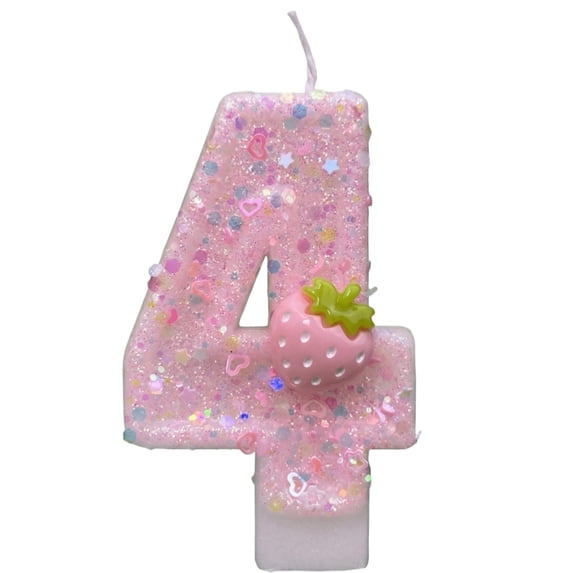 Cartoon Number Birthday Candle Pink Cake Topper for Anniversary Celebration Creative Party Decor Number 4