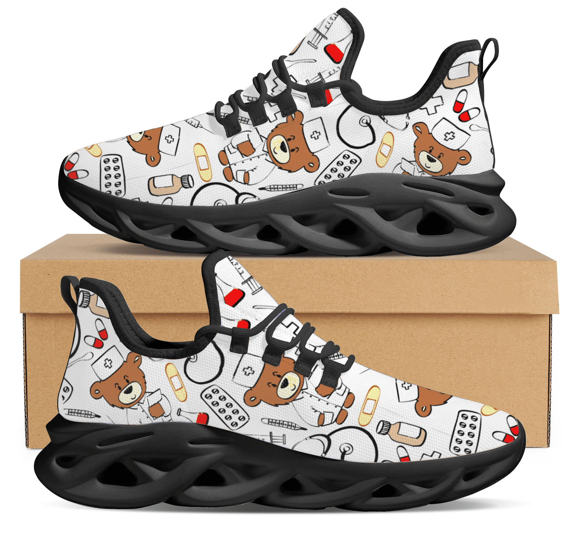 Animal Nurse Pattern Print Sneaker Shoes For Men Women