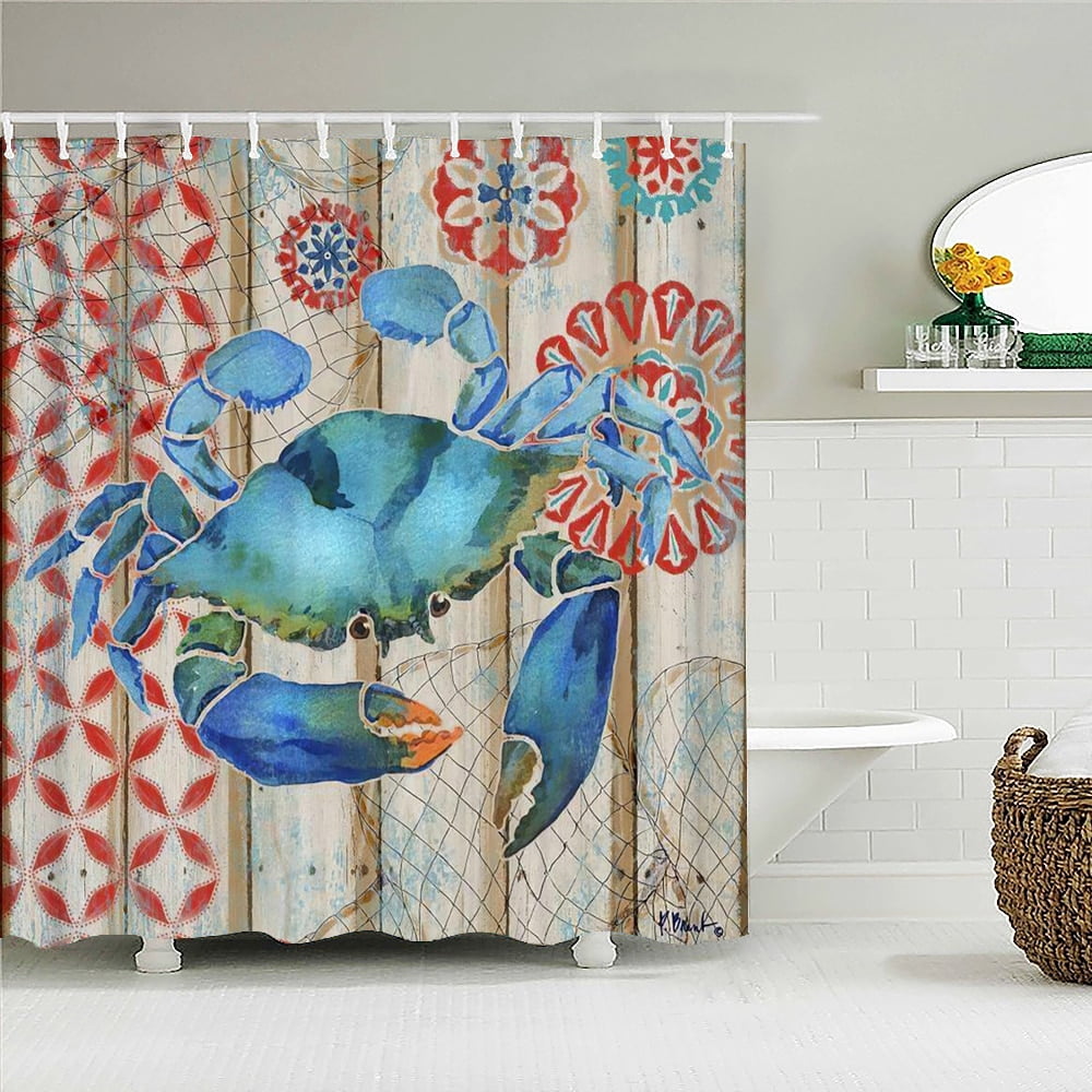 Crocodile Cartoon Pattern Print Bathroom Shower Curtain