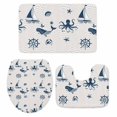 thumbnail image 1 of Cartoon Ocean Bathroom Rugs Set Nautical Ship Octopus Crab Whale Wave Non Slip Absorbent Soft Bath Mats 3 Piece Set with Bathroom Rug, U-Shaped Floor Mat, Toilet Seat Cover Small Size, 1 of 9