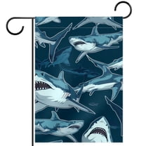 Cartoon Ocean Sharks Seamless Pattern Double Sided Garden Flag Decorative Weather Resistant Yard Flag, Large DIY Vertical Flag for Farmhouse Patio Lawn, 28x40 Inch