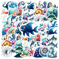 thumbnail image 1 of Cartoon Ocean Theme Stickers, Waterproof Ocean Theme Sticker for Water Bottle Laptop Phone Cases Planner Skateboard Luggage Helmet Party Favor Decor, Ideal for Adults Teens Teacher Rewards, 1 of 8