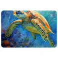 Cartoon Ocean Turtle Coral Washable Square Area Rug, NonSlip Floor Mat