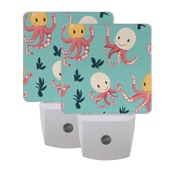 Cartoon Octopus LED Night Light with Smart Sensor Plug Into Wall Dusk to Dawn 2 packs