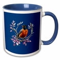thumbnail image 1 of 3drose, Cartoon of an American Robin with Connecticut State Flower, 15oz Two-tone Blue Mug, 1 of 6