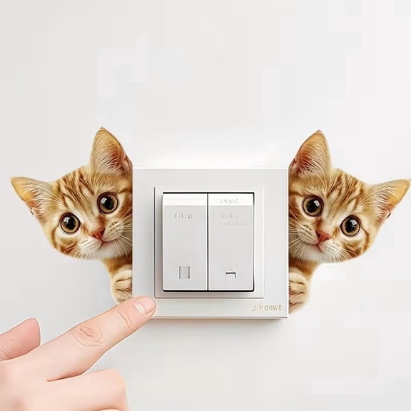Cartoon Orange Cat Wall Sticker Removable Kitten Decal for Home Decor