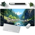 thumbnail image 1 of Cartoon Outdoor Forest Green Desk Mat Cute Gaming Mouse Pad Keyboard Mat Desk Mouse Pad with Non-Slip Rubber Base Seam Edges Mouse Pad for Office Home Decor Laptop Travel Mouse Pad, 31.5 X15.8 in., 1 of 6