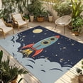 thumbnail image 1 of Cartoon Outdoor Rug for Patio/Deck/Porch, Non-Slip Large Area Rug 6 x 9 Ft, Moon Stars Modern Art Indoor Outdoor Rugs Washable Area Rugs, Reversible Camping Rug Carpet Runner, 1 of 8