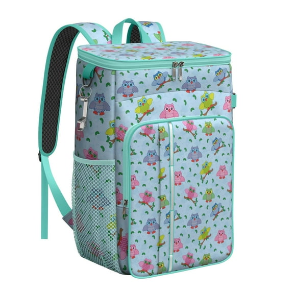 Cartoon Owl Backpack Cooler 26 Cans, Leakproof Insulated Cooler Bag with Cute Owl Pattern, Waterproof Lunch Backpack for Hiking, Picnic, Beach